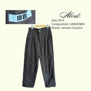 Uniqlo U Black Wide Leg Trousers | Minimalist High Rise Relaxed Size 29